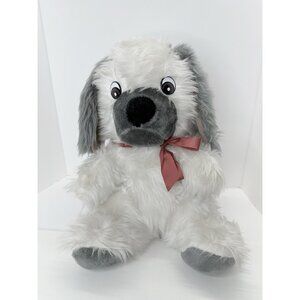 Vintage Superior Toy & Novelty Dog Puppy Fluffy Stuffed Plush Gray White 17"